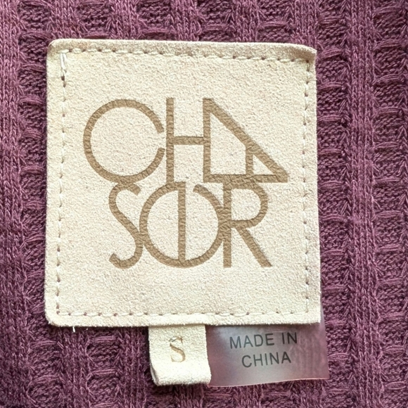 Chaser Long Sleeve Waffle Thermal Casual Layer Womens S Basket Weave Top Plum - Picture 8 of 12